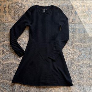 Aqua girls Black cashmere rib top sweater dress- - M